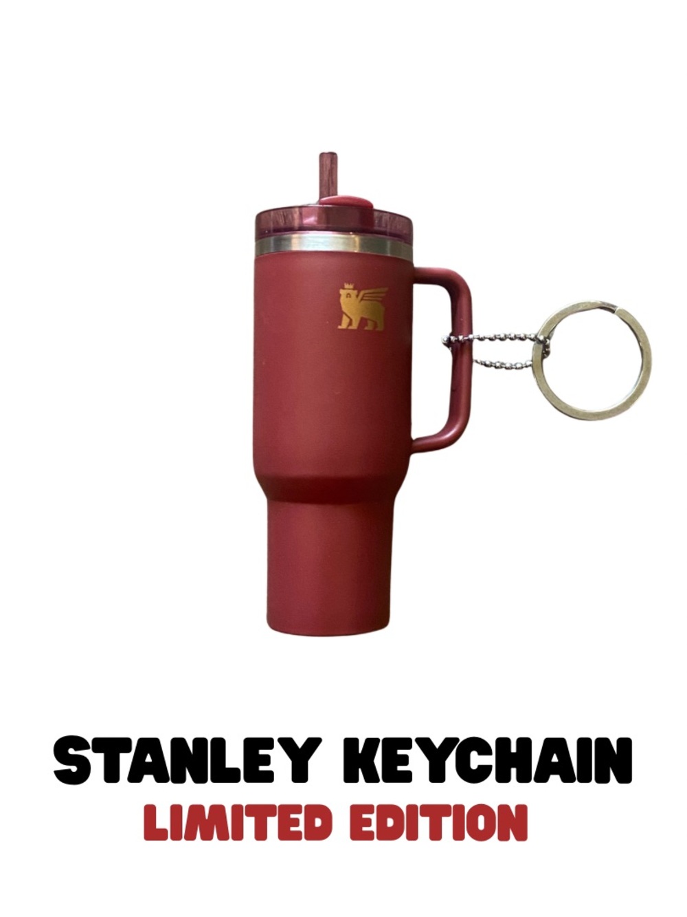 Stanley Burgundy Mini Tumbler Keychain with Gold Logo - Stanley
